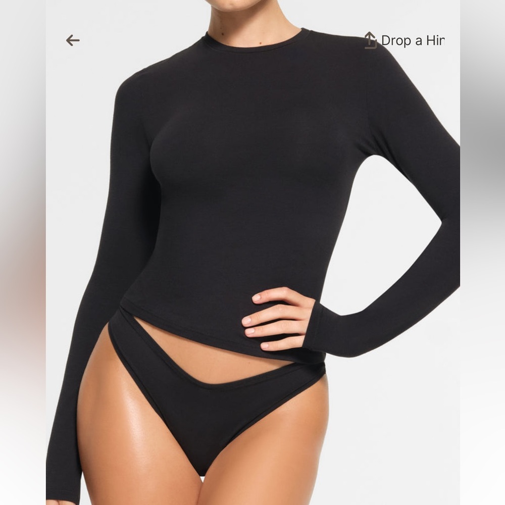 SKIMS cotton jersey black long sleeve T-shirt